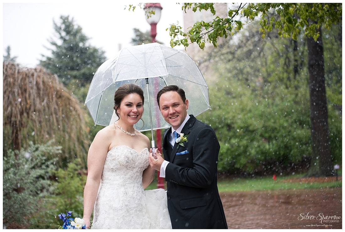 Winter Wedding with clear umbrella - Silver Sparrow Photography