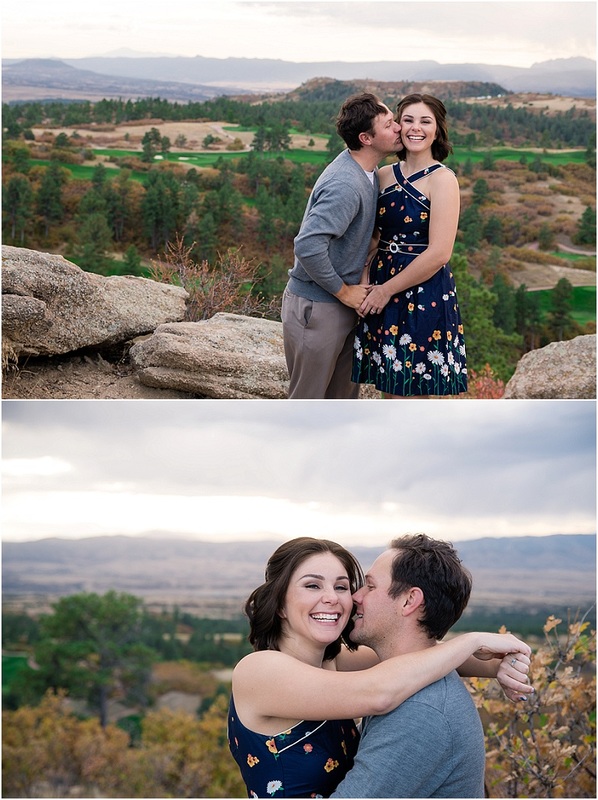 kiss on the cheek engagement photo