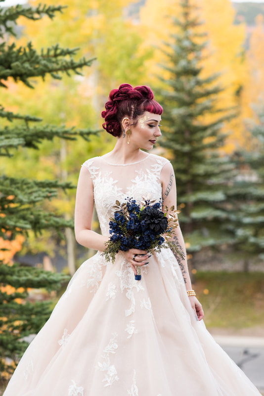 breckenridge wedding photographers - alt bride-red head - goth wedding