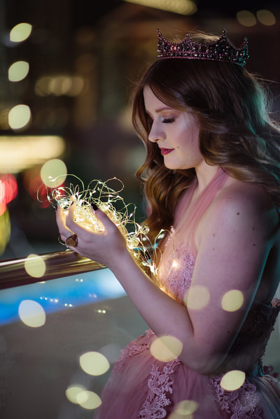 Teen Portraits - Confidence pics - Prom -  Tiara and Twinkle Lights